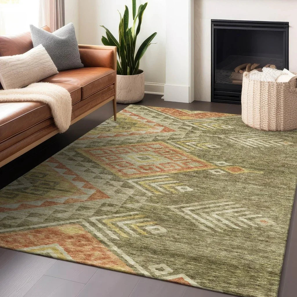 LOOMLAN Rugs Harmony Green Washable Indoor-Outdoor Rug