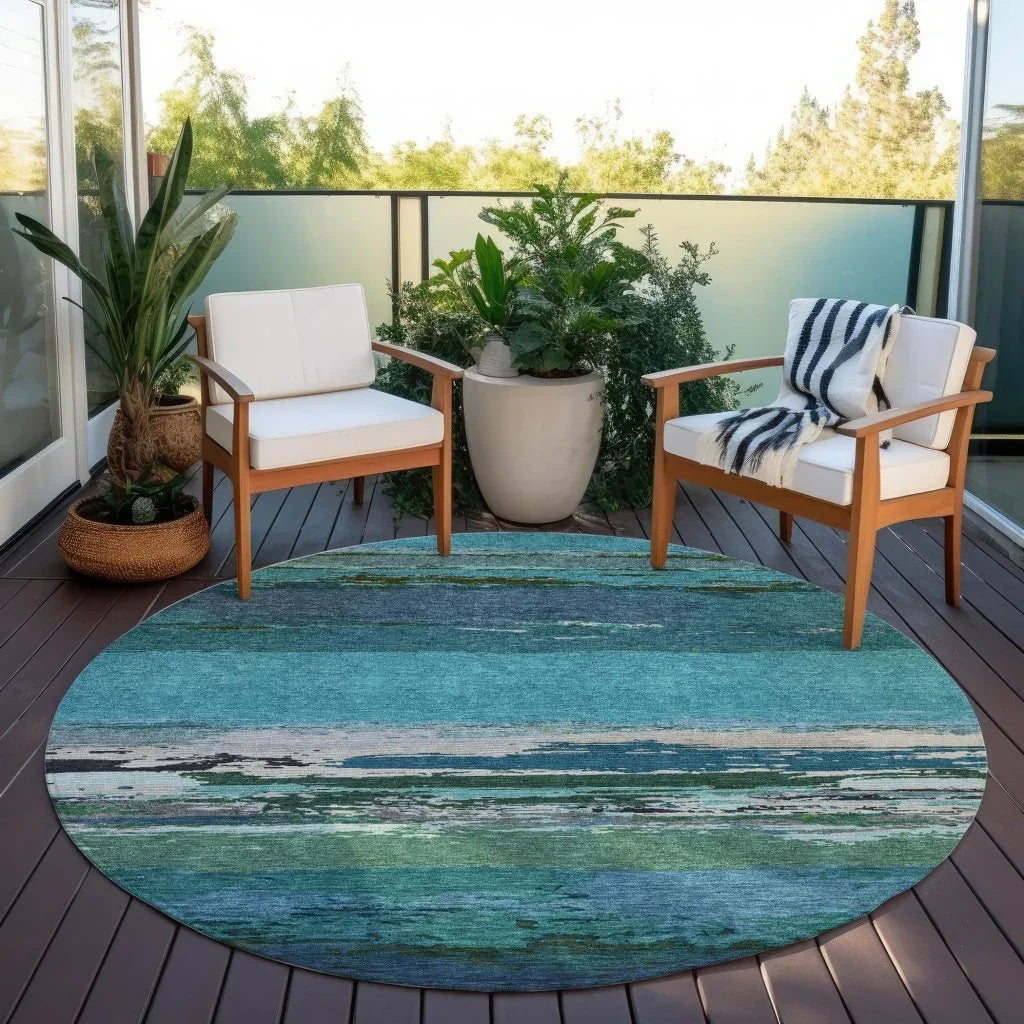 LOOMLAN Rugs Havari Teal Washable Indoor-Outdoor Rug