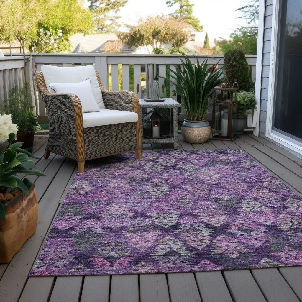 LOOMLAN Rugs Helissa Purple Washable Indoor-Outdoor Rug