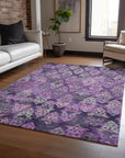 LOOMLAN Rugs Helissa Purple Washable Indoor-Outdoor Rug