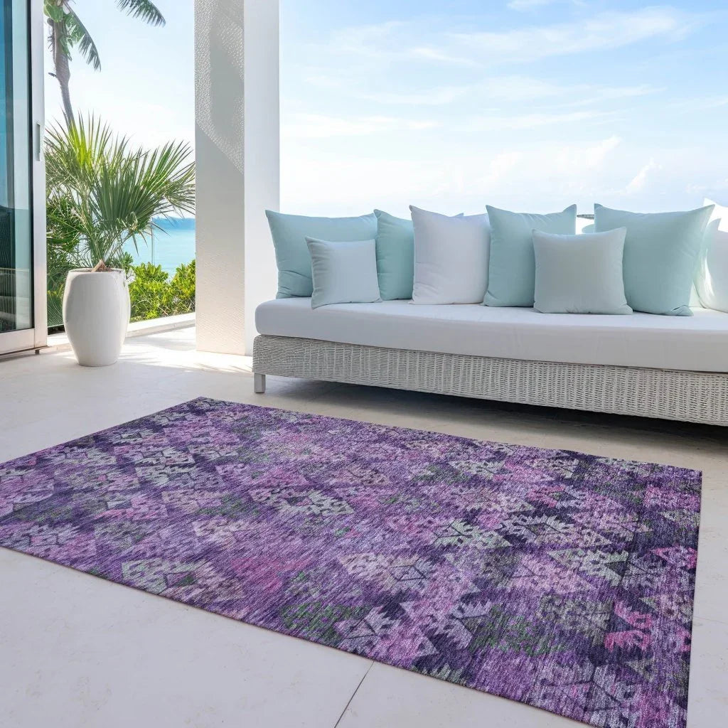 LOOMLAN Rugs Helissa Purple Washable Indoor-Outdoor Rug