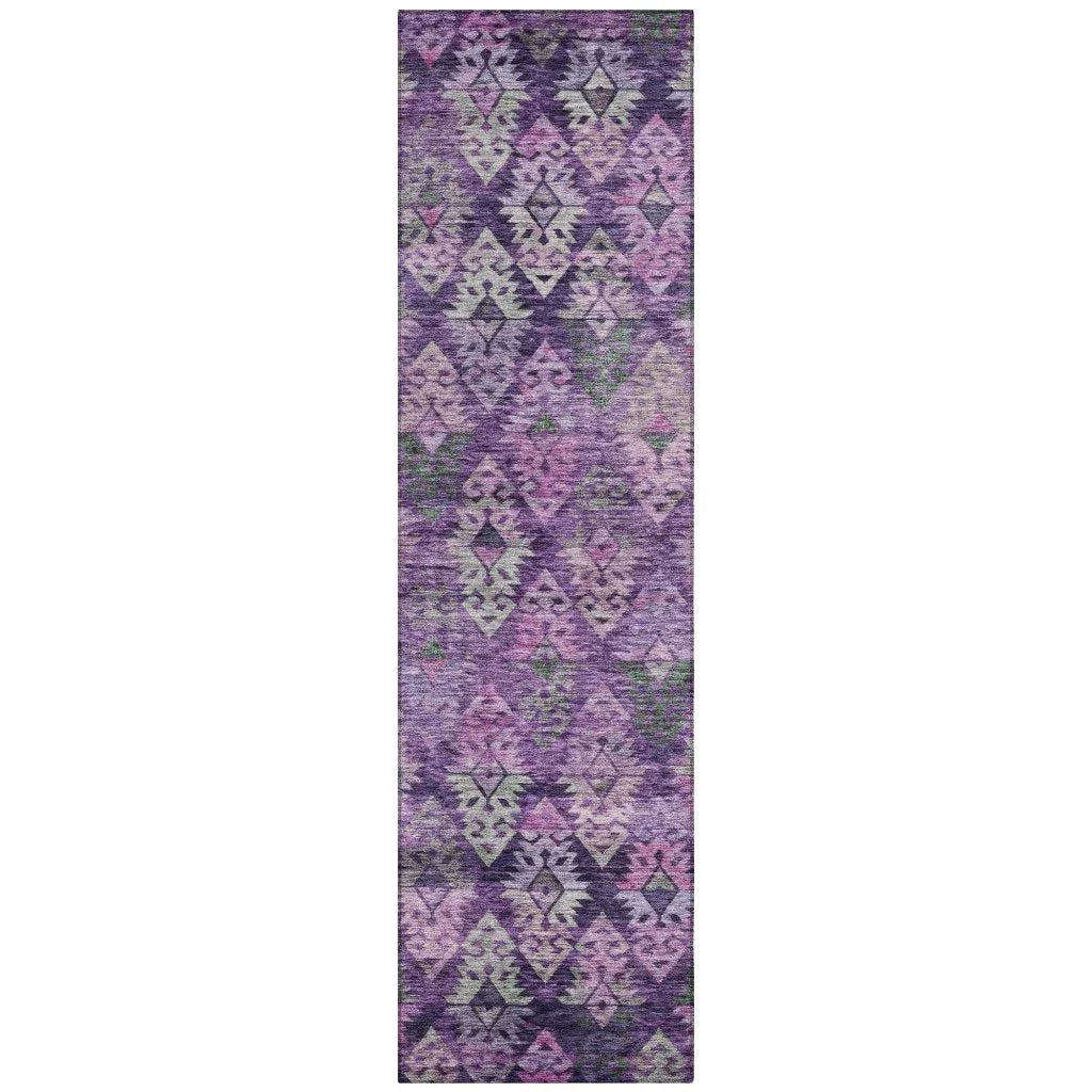 LOOMLAN Rugs Helissa Purple Washable Indoor-Outdoor Rug