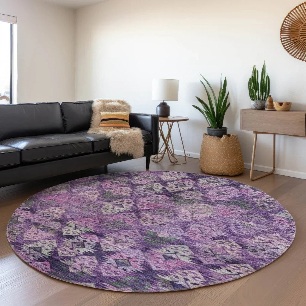 LOOMLAN Rugs Helissa Purple Washable Indoor-Outdoor Rug