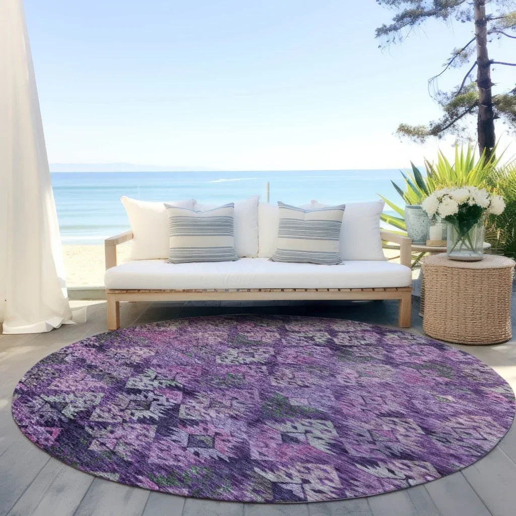 LOOMLAN Rugs Helissa Purple Washable Indoor-Outdoor Rug