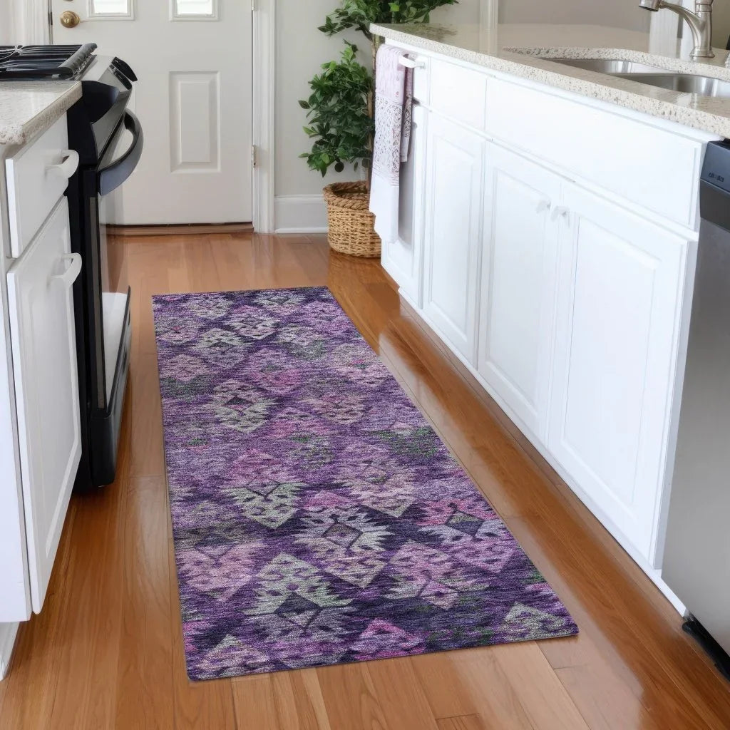 LOOMLAN Rugs Helissa Purple Washable Indoor-Outdoor Rug