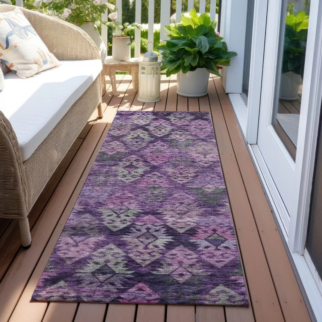 LOOMLAN Rugs Helissa Purple Washable Indoor-Outdoor Rug