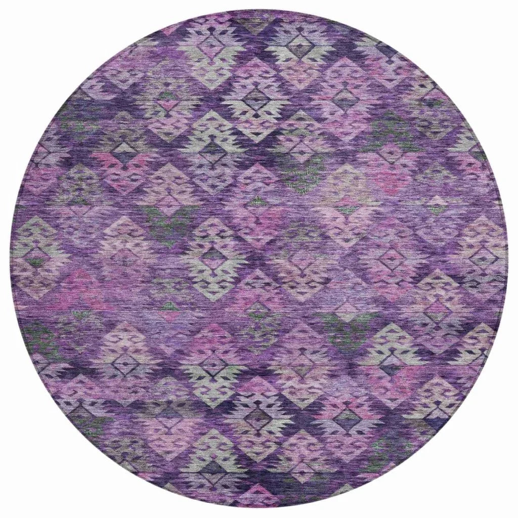 LOOMLAN Rugs Helissa Purple Washable Indoor-Outdoor Rug