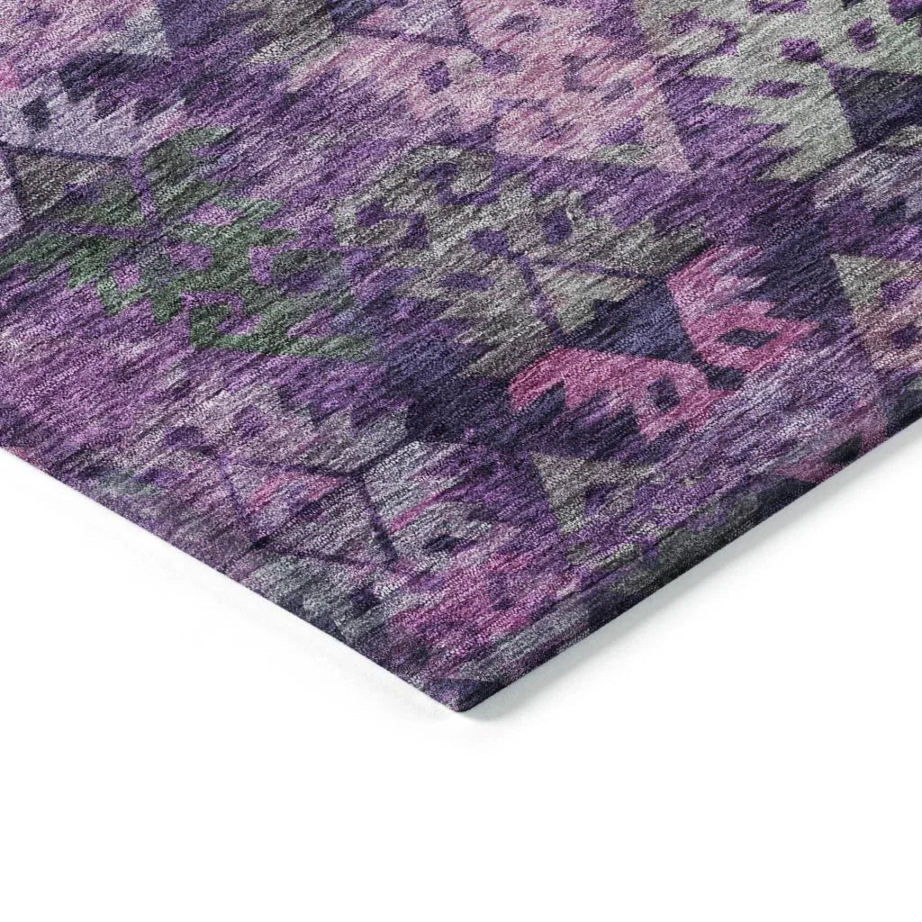LOOMLAN Rugs Helissa Purple Washable Indoor-Outdoor Rug