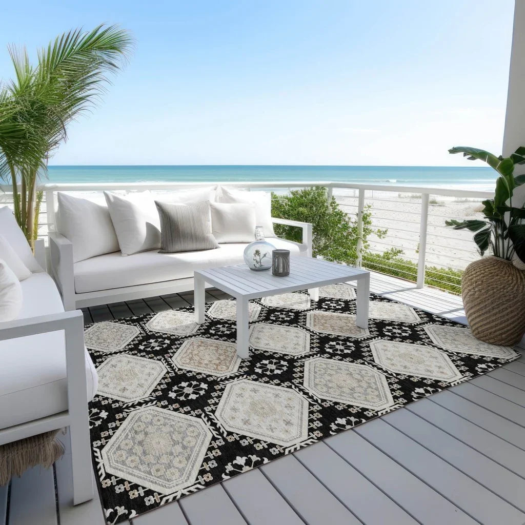 LOOMLAN Rugs Henriette Black Washable Indoor-Outdoor Rug