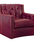 Henry Grain Red Leather Large Swivel Chair - LOOMLAN - Uptown Sebastian - Club Chairs