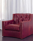 Henry Grain Red Leather Large Swivel Chair - LOOMLAN - Uptown Sebastian - Club Chairs