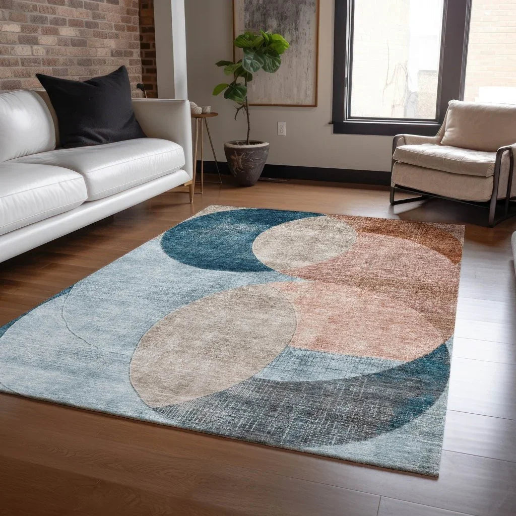 LOOMLAN Rugs Henry Orange Washable Indoor-Outdoor Rug