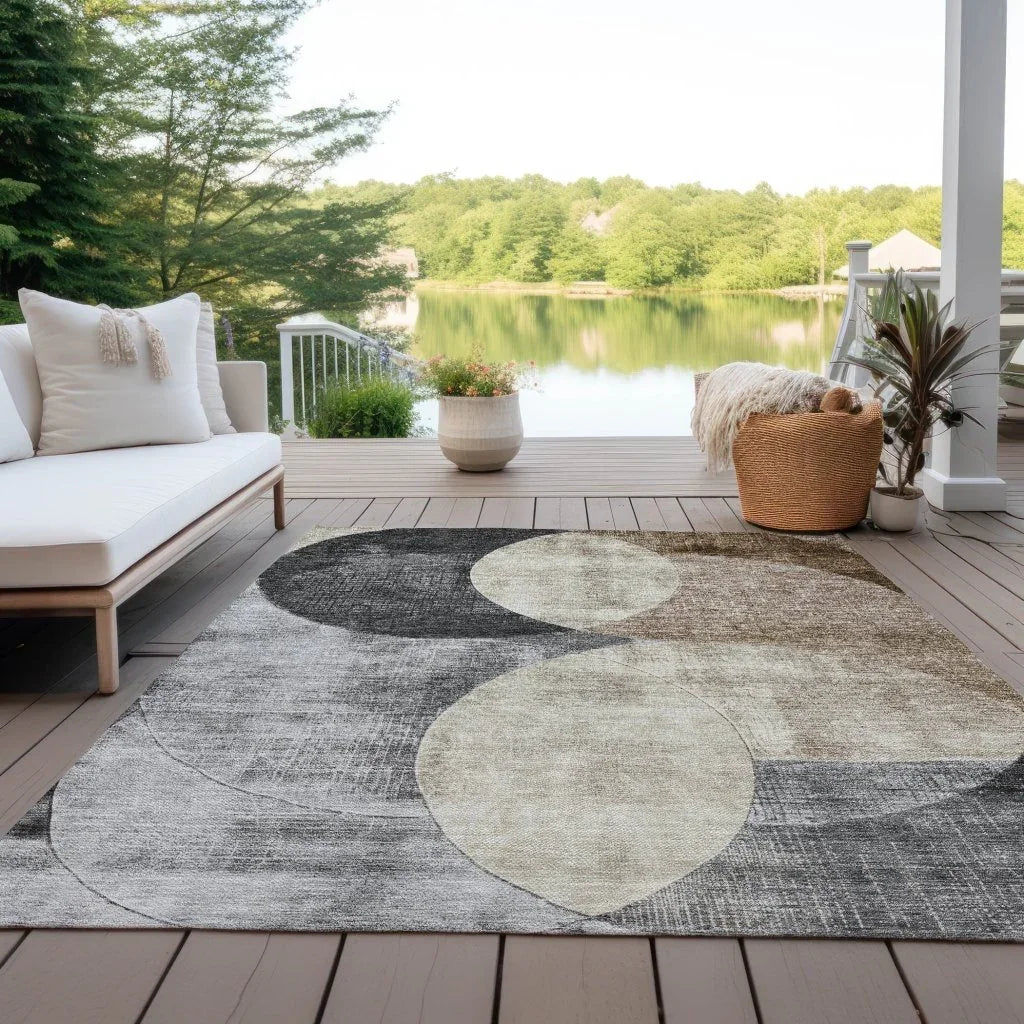 LOOMLAN Rugs Henry Pewter Washable Indoor-Outdoor Rug