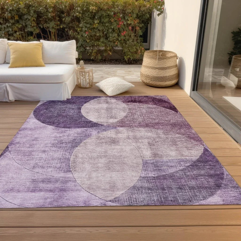 LOOMLAN Rugs Henry Purple Washable Indoor-Outdoor Rug