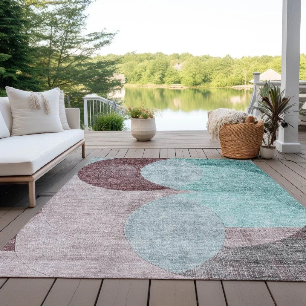 LOOMLAN Rugs Henry Teal Washable Indoor-Outdoor Rug