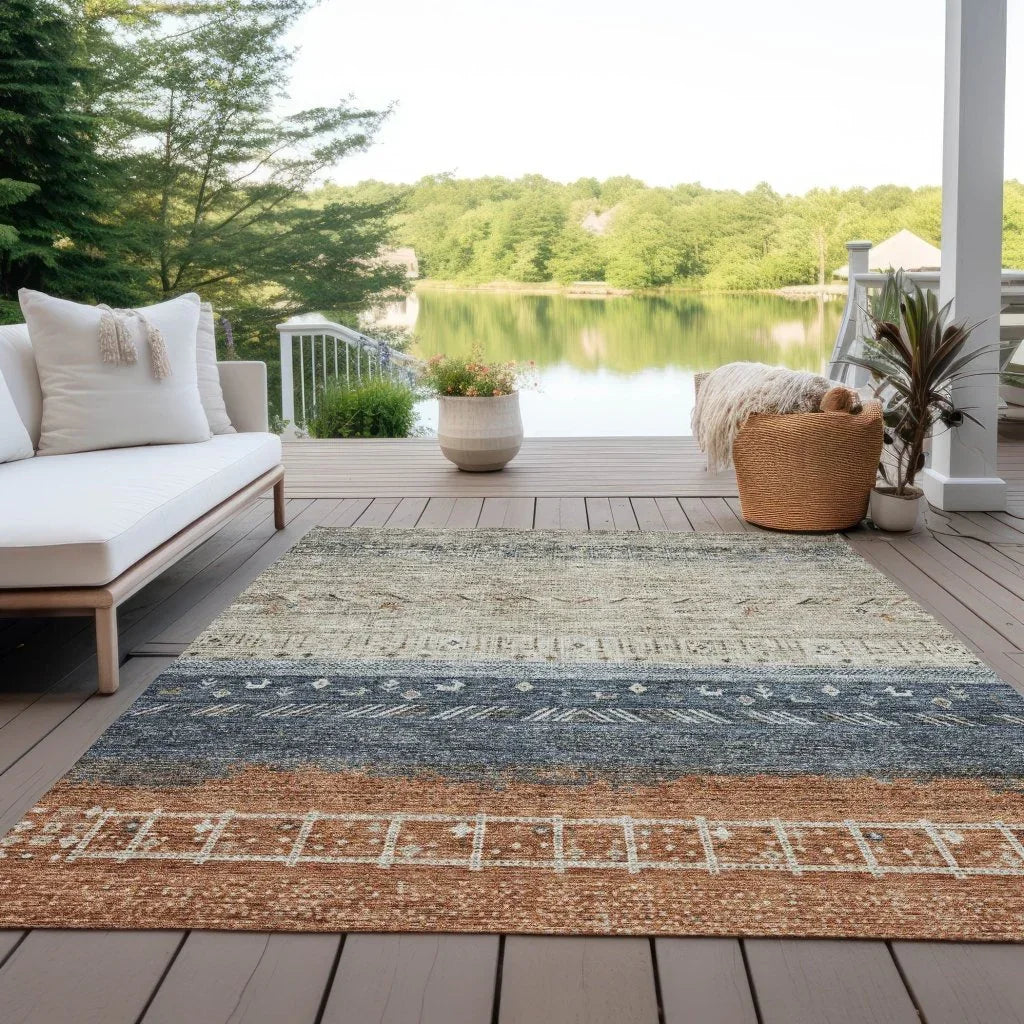 LOOMLAN Rugs Hilda Brown Washable Indoor-Outdoor Rug