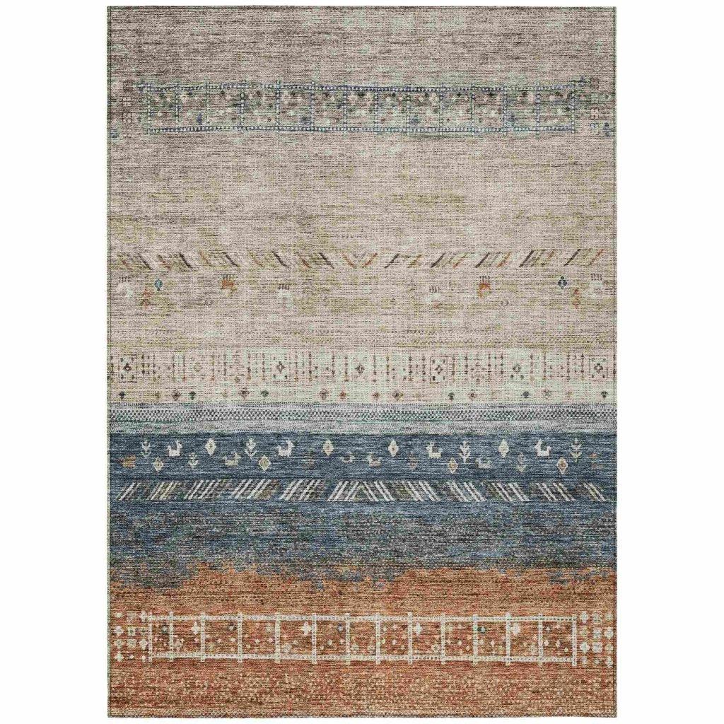LOOMLAN Rugs Hilda Brown Washable Indoor-Outdoor Rug