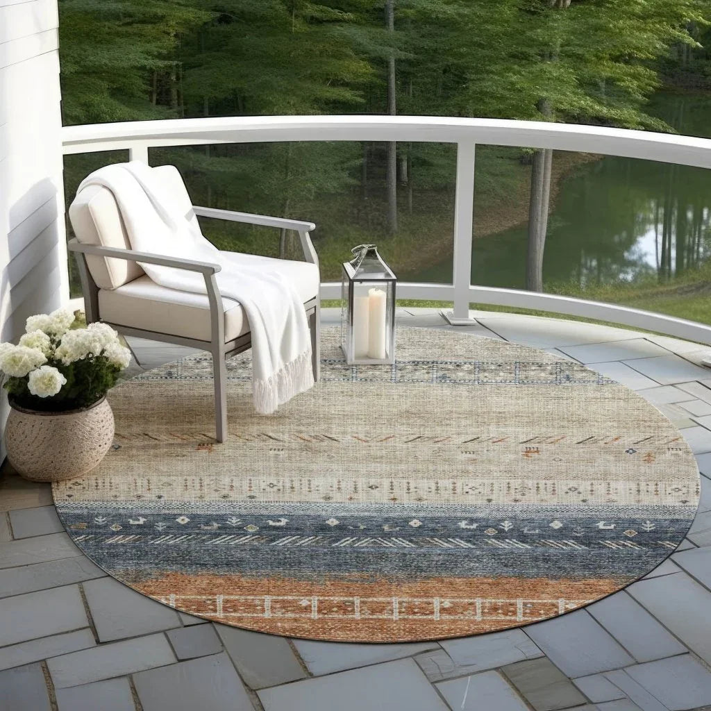 LOOMLAN Rugs Hilda Brown Washable Indoor-Outdoor Rug