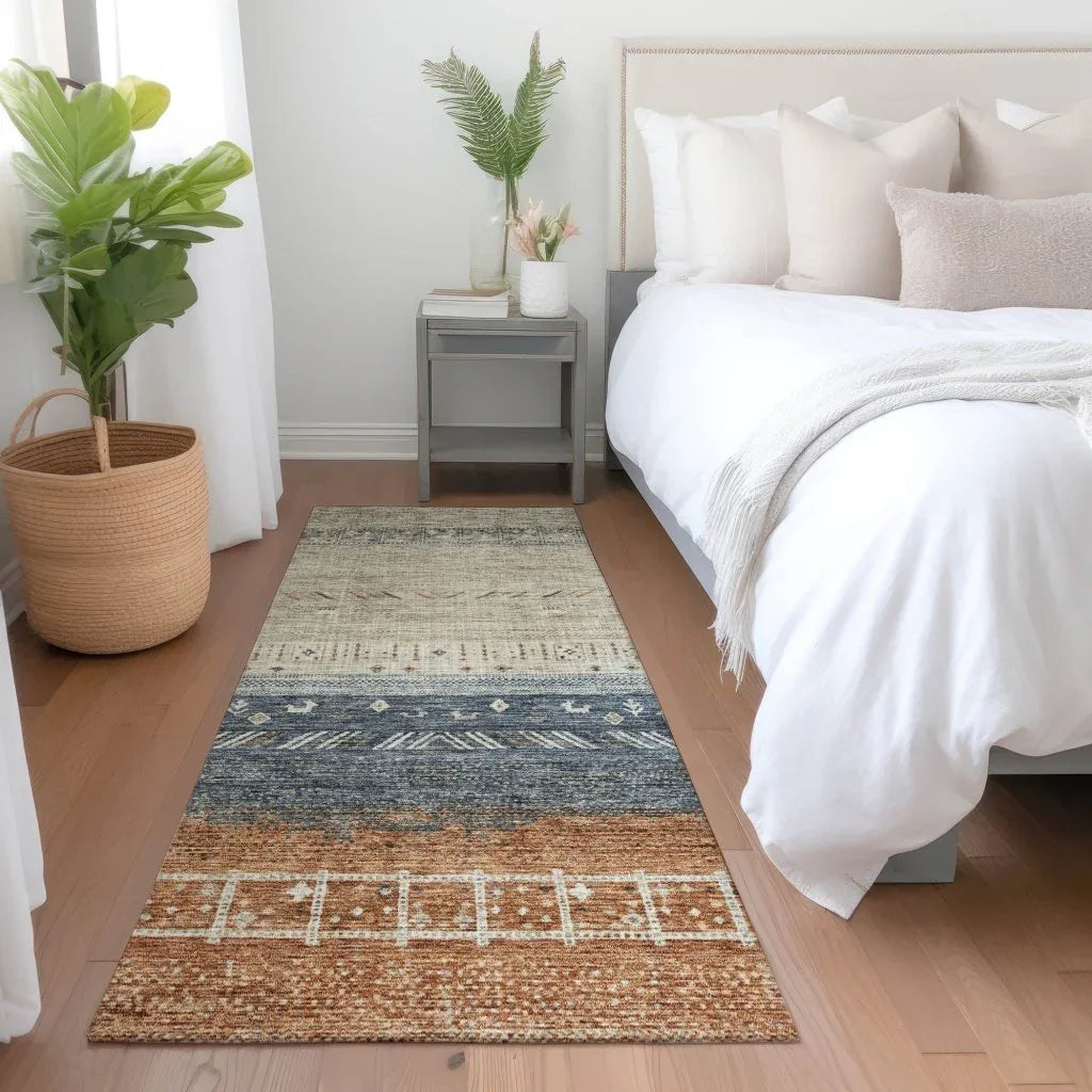LOOMLAN Rugs Hilda Brown Washable Indoor-Outdoor Rug