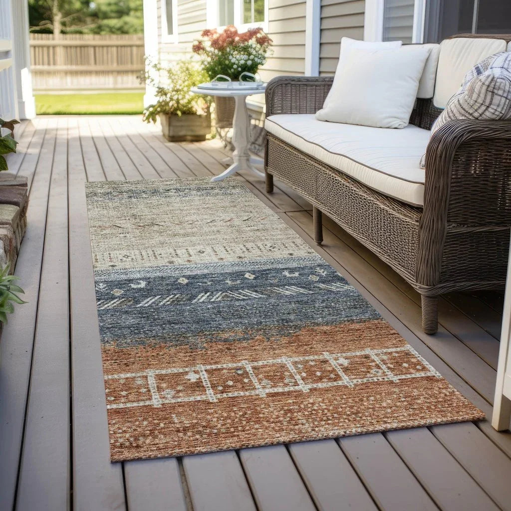 LOOMLAN Rugs Hilda Brown Washable Indoor-Outdoor Rug