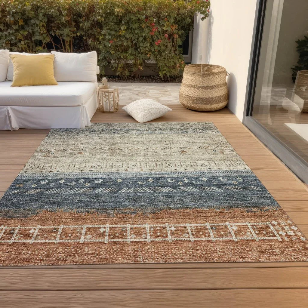 LOOMLAN Rugs Hilda Brown Washable Indoor-Outdoor Rug