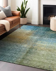 LOOMLAN Rugs Hue Blue Washable Indoor-Outdoor Rug