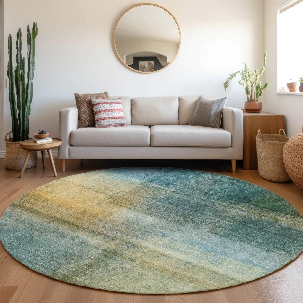 LOOMLAN Rugs Hue Blue Washable Indoor-Outdoor Rug