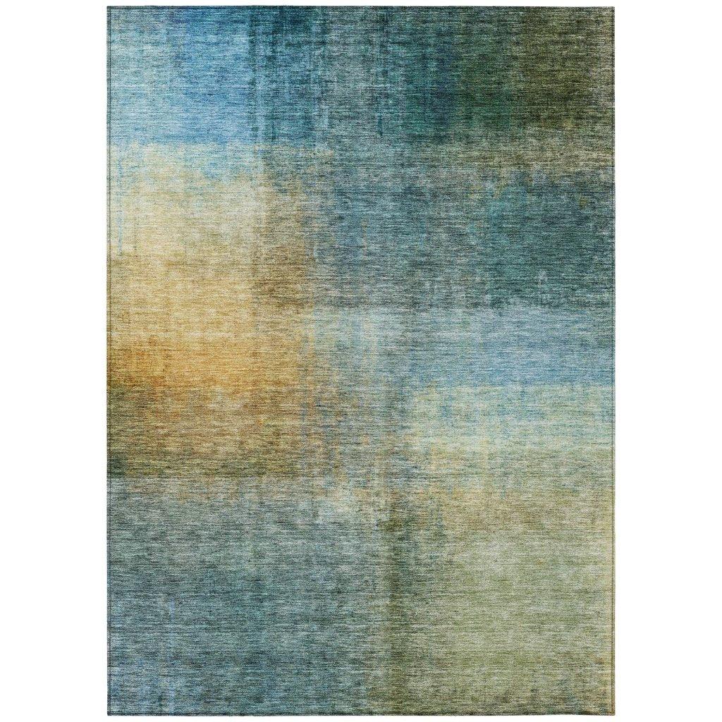 LOOMLAN Rugs Hue Blue Washable Indoor-Outdoor Rug