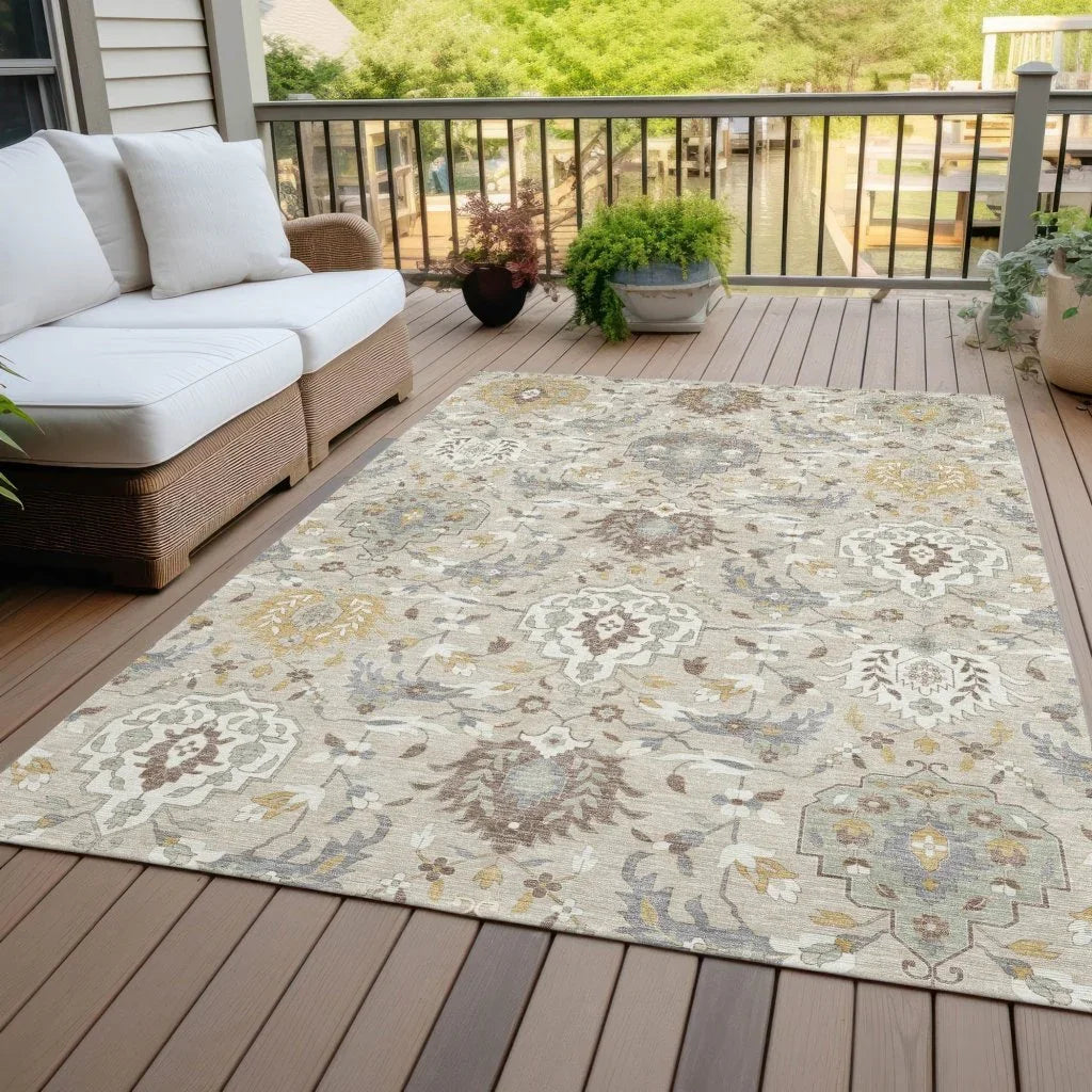 LOOMLAN Rugs Ilyara Beige Washable Indoor-Outdoor Rug