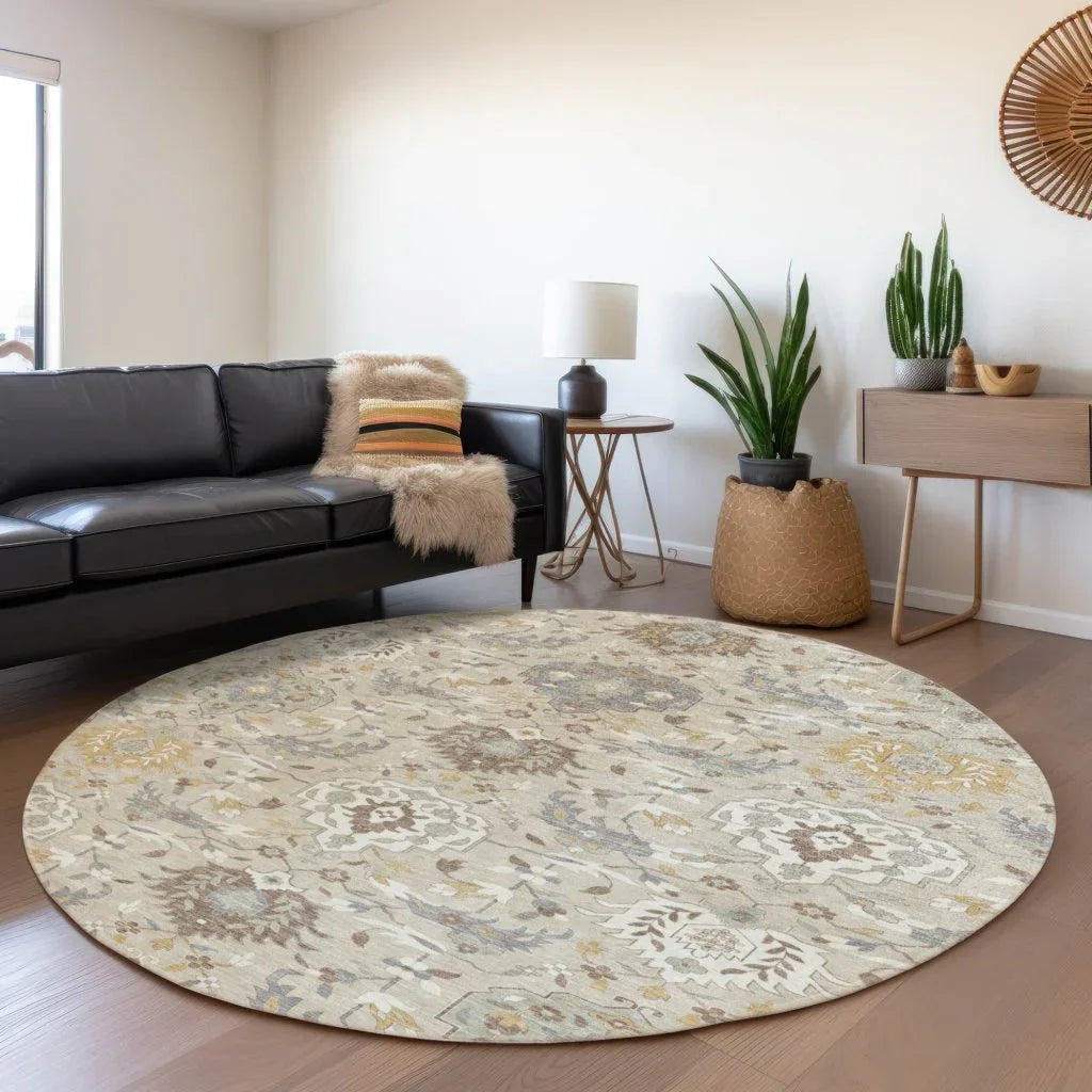LOOMLAN Rugs Ilyara Beige Washable Indoor-Outdoor Rug