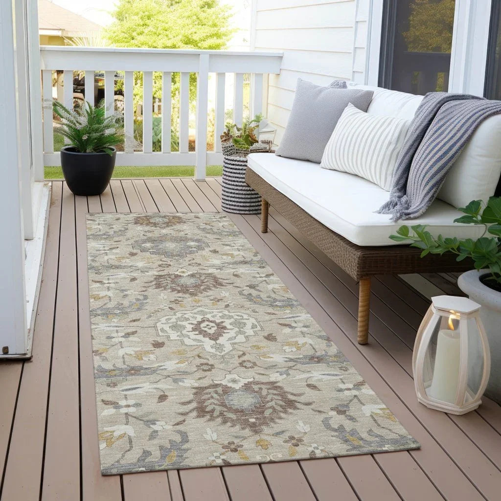 LOOMLAN Rugs Ilyara Beige Washable Indoor-Outdoor Rug