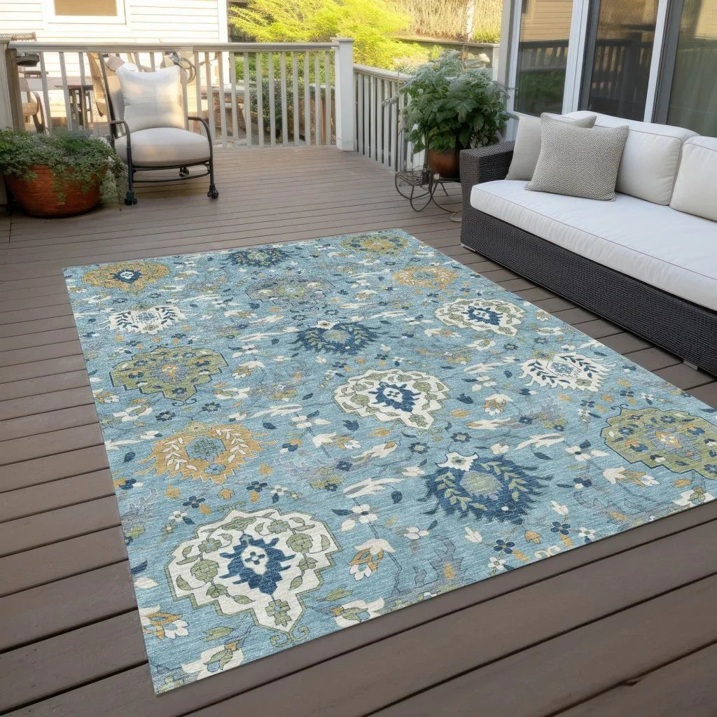 LOOMLAN Rugs Ilyara Blue Washable Indoor-Outdoor Rug