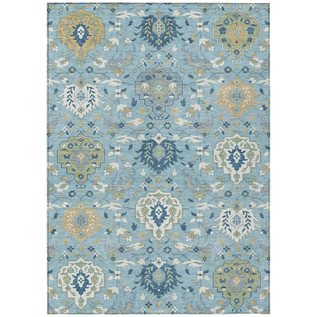 LOOMLAN Rugs Ilyara Blue Washable Indoor-Outdoor Rug