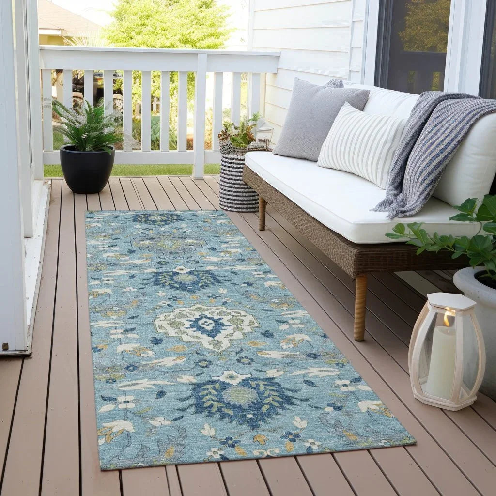 LOOMLAN Rugs Ilyara Blue Washable Indoor-Outdoor Rug