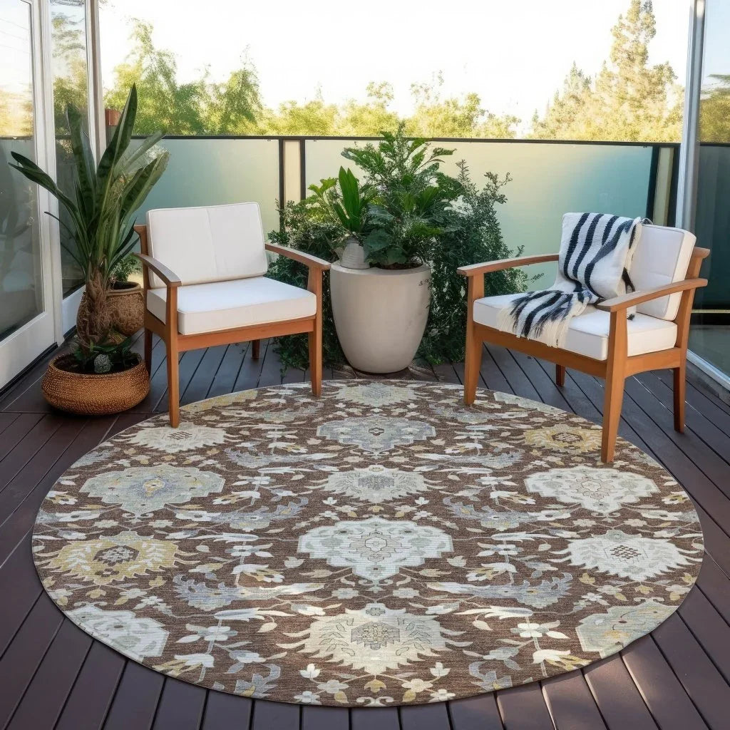 LOOMLAN Rugs Ilyara Brown Washable Indoor-Outdoor Rug