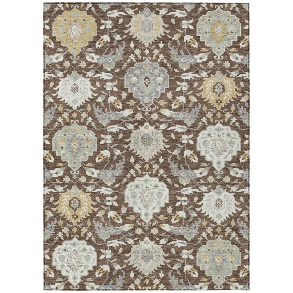 LOOMLAN Rugs Ilyara Brown Washable Indoor-Outdoor Rug