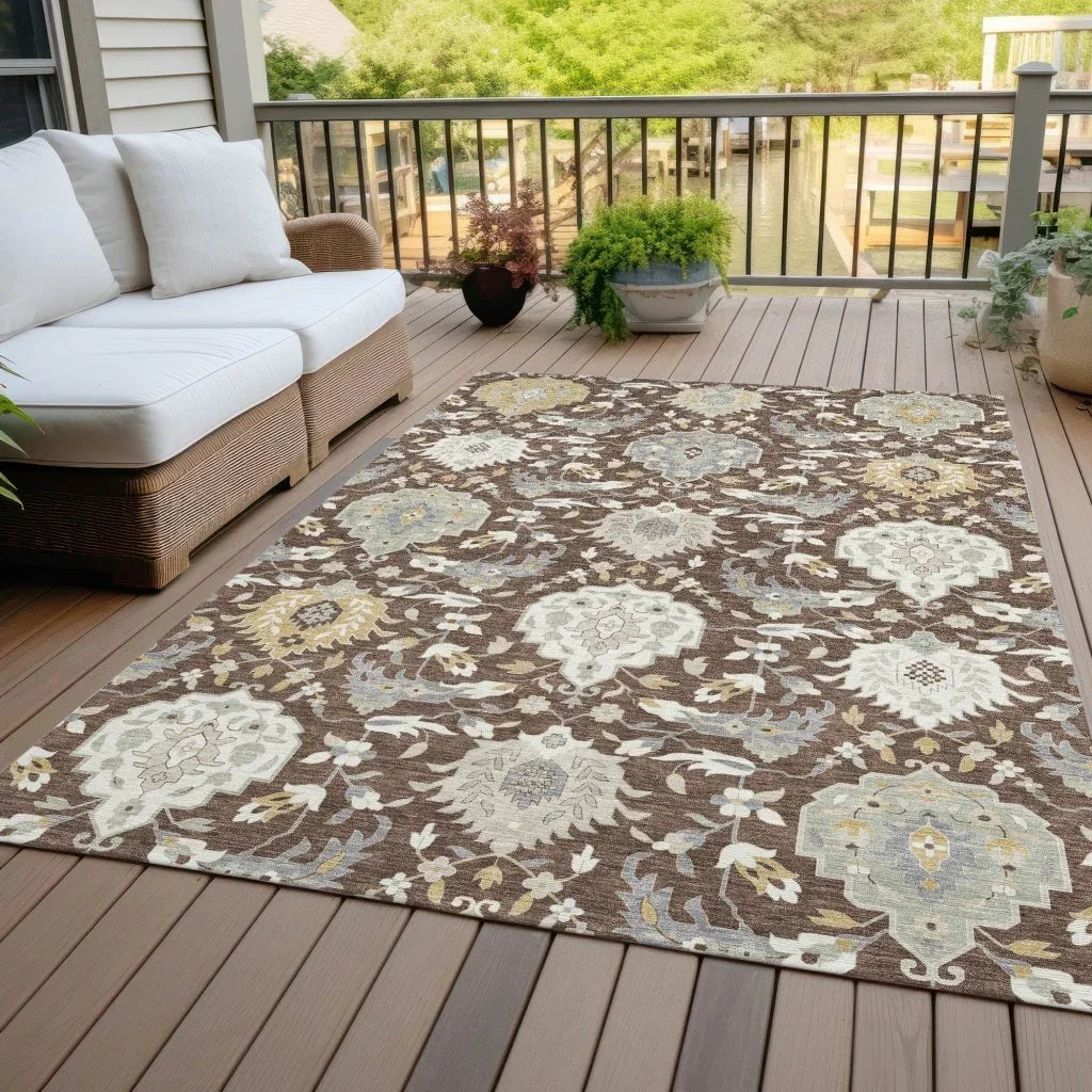 LOOMLAN Rugs Ilyara Brown Washable Indoor-Outdoor Rug