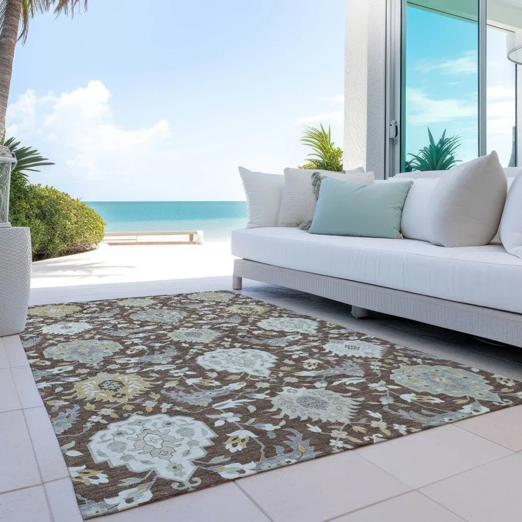 LOOMLAN Rugs Ilyara Brown Washable Indoor-Outdoor Rug