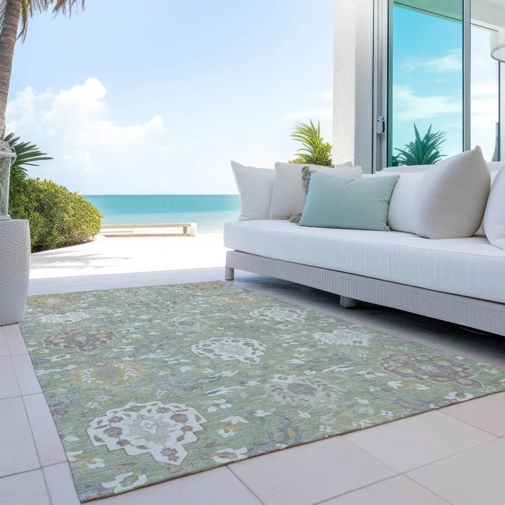 LOOMLAN Rugs Ilyara Green Washable Indoor-Outdoor Rug