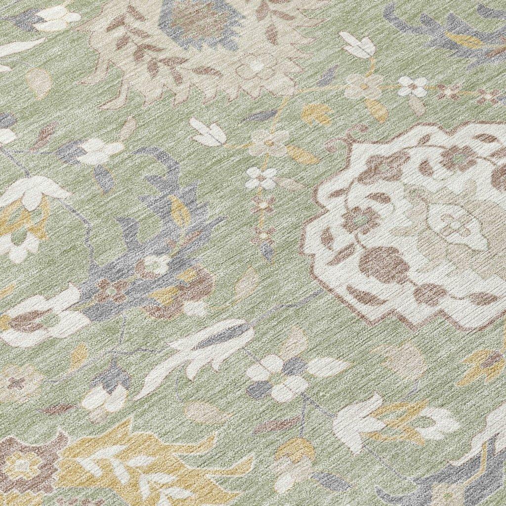 LOOMLAN Rugs Ilyara Green Washable Indoor-Outdoor Rug