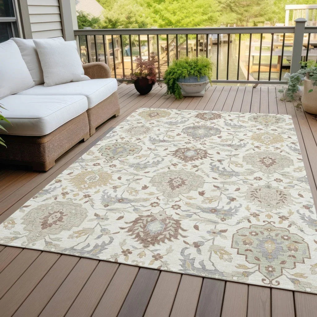 LOOMLAN Rugs Ilyara Ivory Washable Indoor-Outdoor Rug