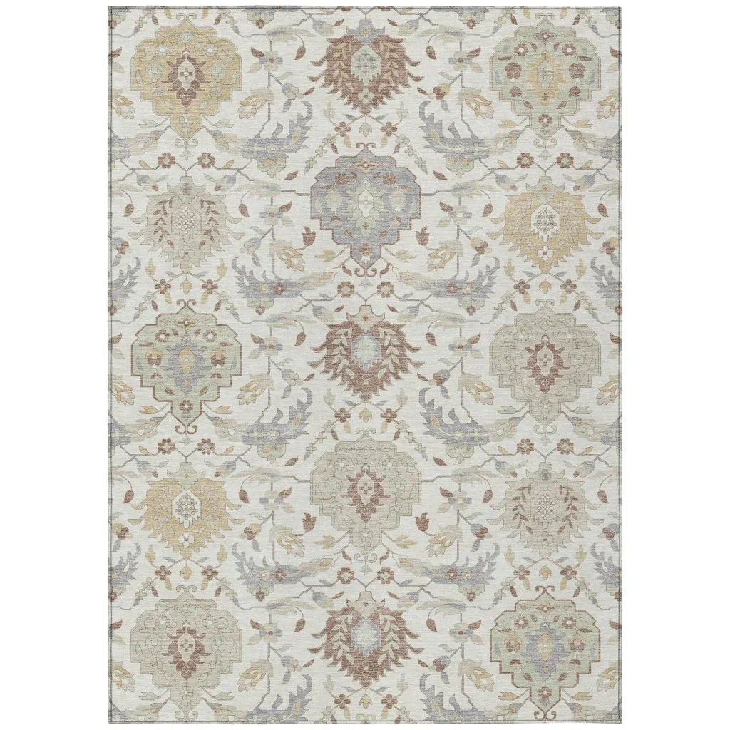 LOOMLAN Rugs Ilyara Ivory Washable Indoor-Outdoor Rug