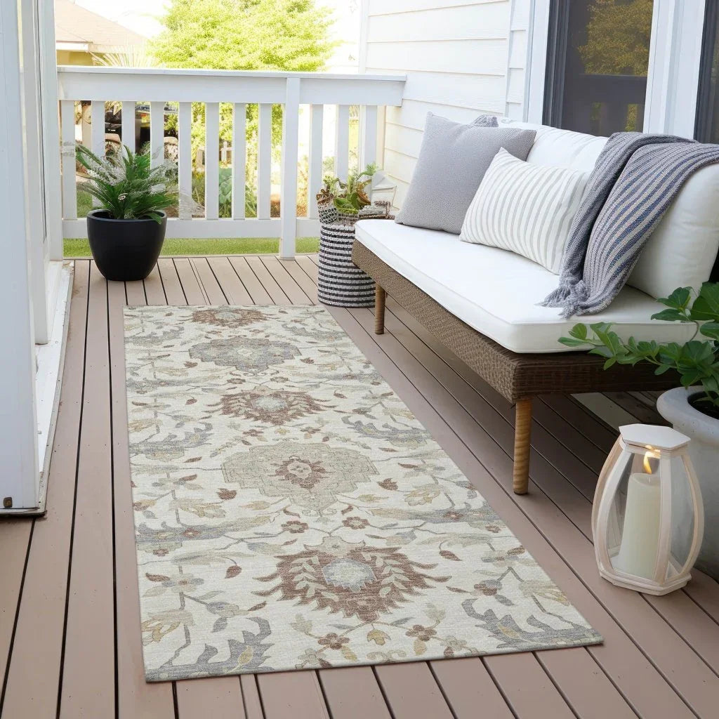 LOOMLAN Rugs Ilyara Ivory Washable Indoor-Outdoor Rug