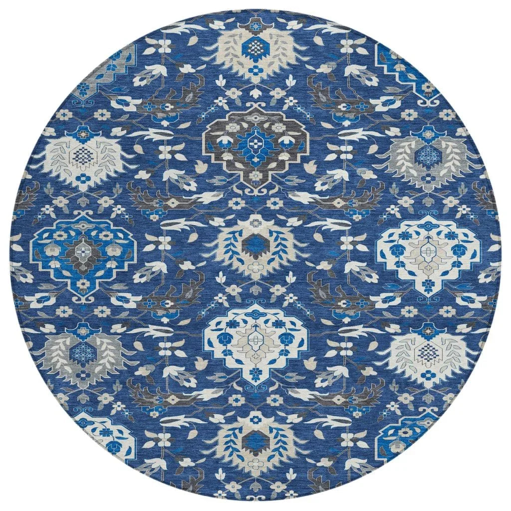 LOOMLAN Rugs Ilyara Navy Washable Indoor-Outdoor Rug