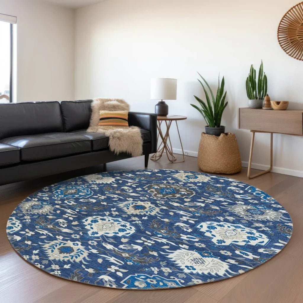 LOOMLAN Rugs Ilyara Navy Washable Indoor-Outdoor Rug