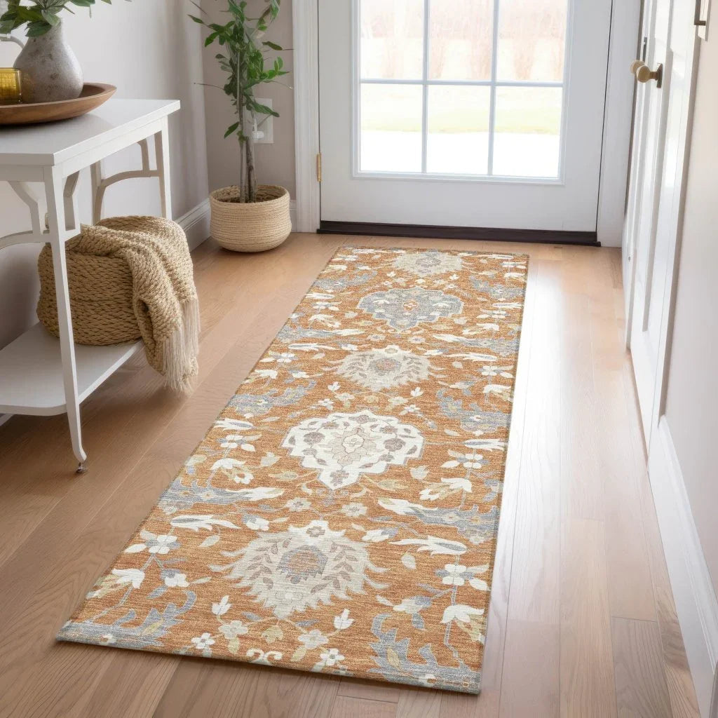 LOOMLAN Rugs Ilyara Orange Washable Indoor-Outdoor Rug