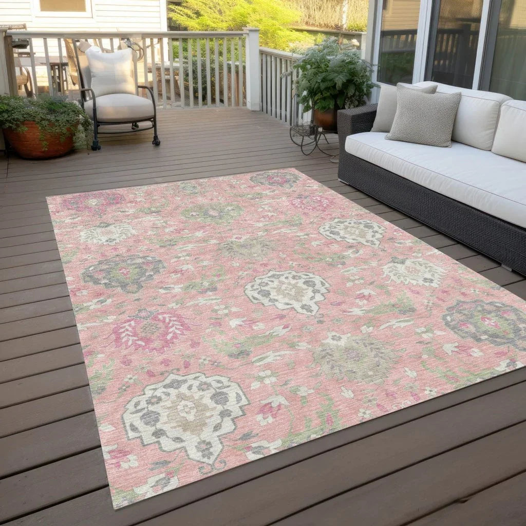 LOOMLAN Rugs Ilyara Pink Washable Indoor-Outdoor Rug