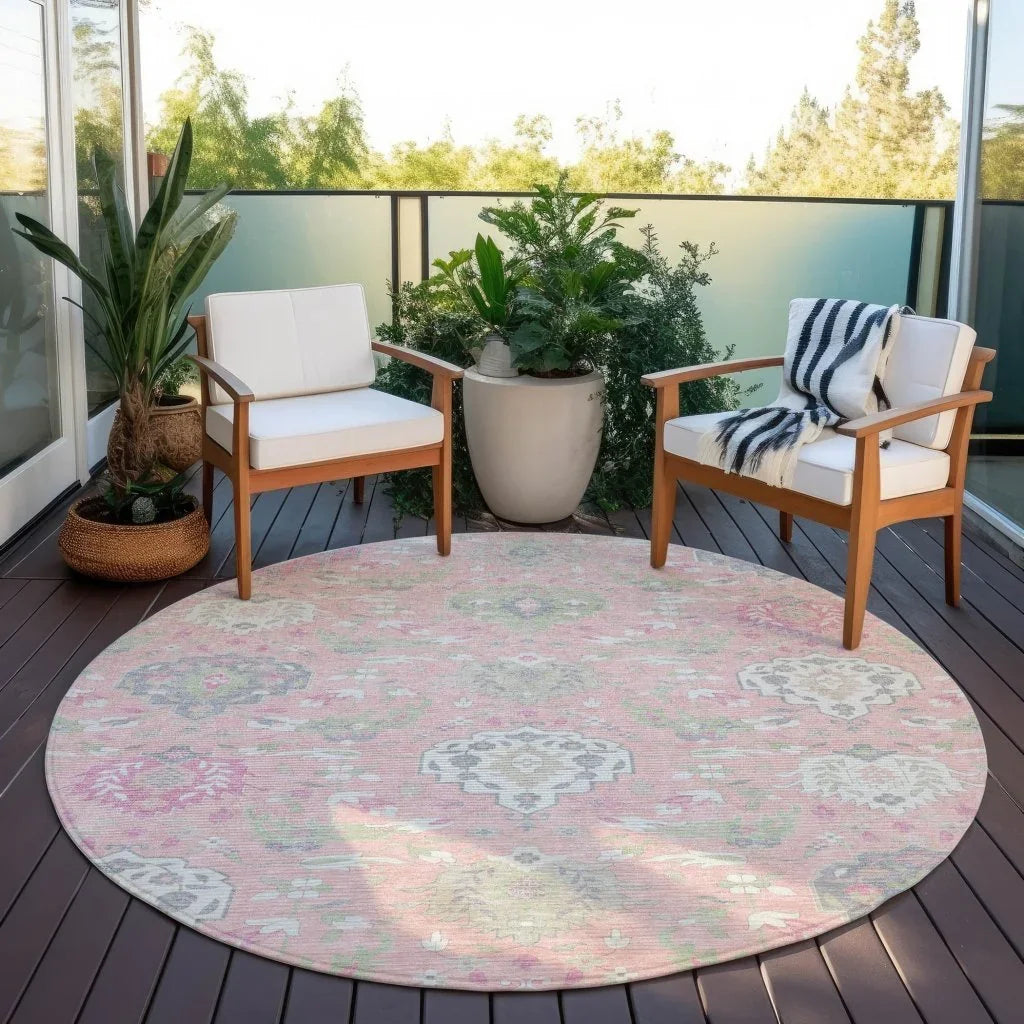 LOOMLAN Rugs Ilyara Pink Washable Indoor-Outdoor Rug