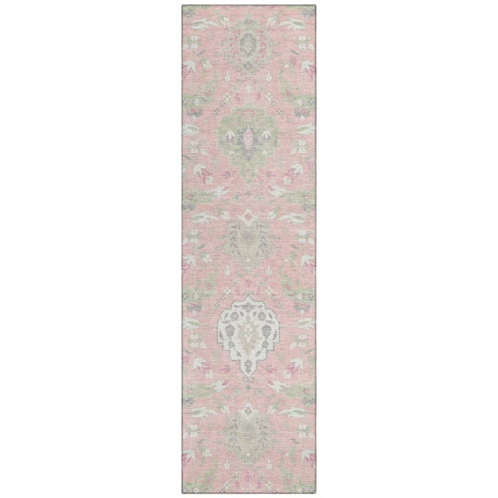 LOOMLAN Rugs Ilyara Pink Washable Indoor-Outdoor Rug