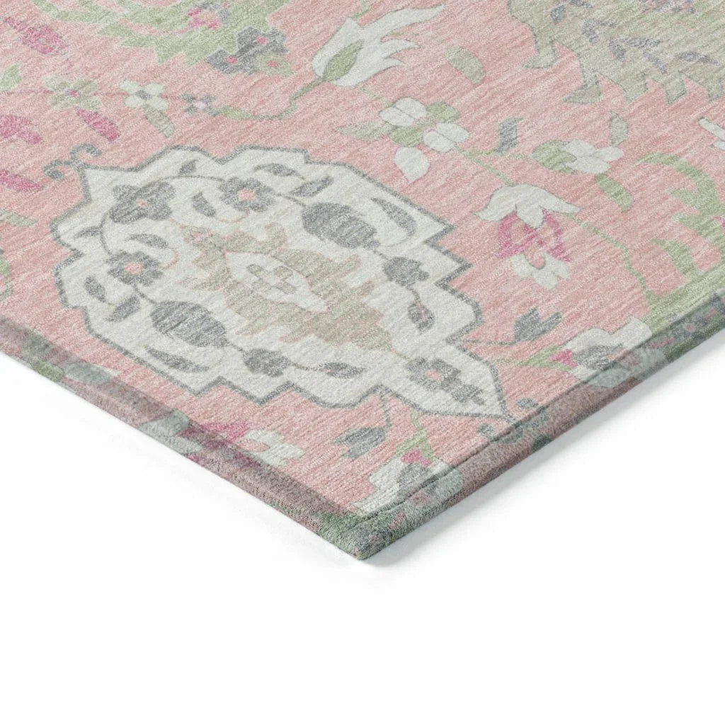 LOOMLAN Rugs Ilyara Pink Washable Indoor-Outdoor Rug
